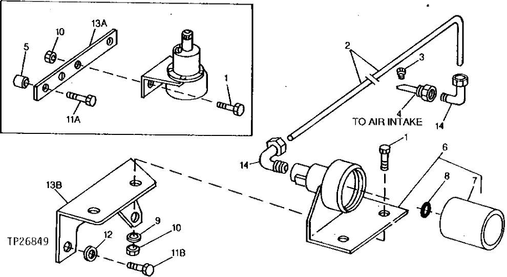 Схема запчастей John Deere 0D - 1 - COLD WEATHER STARTING AID 505 - ENGINE AUXILIARY SYSTEM 5