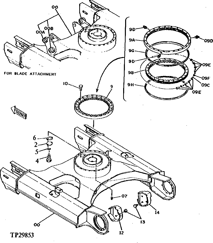 Схема запчастей John Deere 0D - 4 - TRACK FRAME 1740 - FRAME, CHASSIS OR SUPPORTING STRUCTURE 17