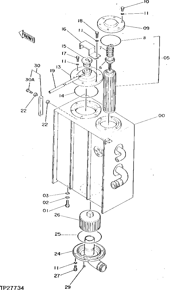 Схема запчастей John Deere 0D - 4 - HYDRAULIC OIL RESERVOIR 2160 - MAIN HYDRAULIC SYSTEM 21