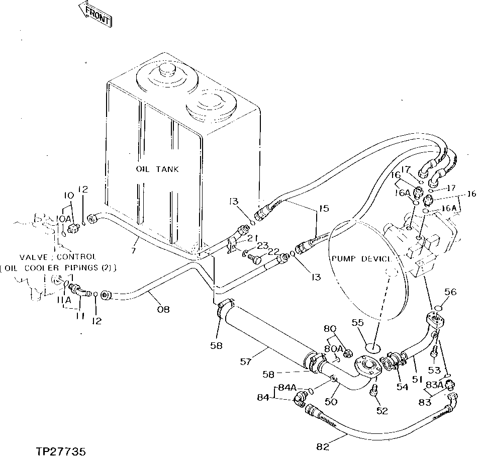 Схема запчастей John Deere 0D - 6 - SUCTION, RETURN AND OIL COOLER PLUMBING 2160 - MAIN HYDRAULIC SYSTEM 21