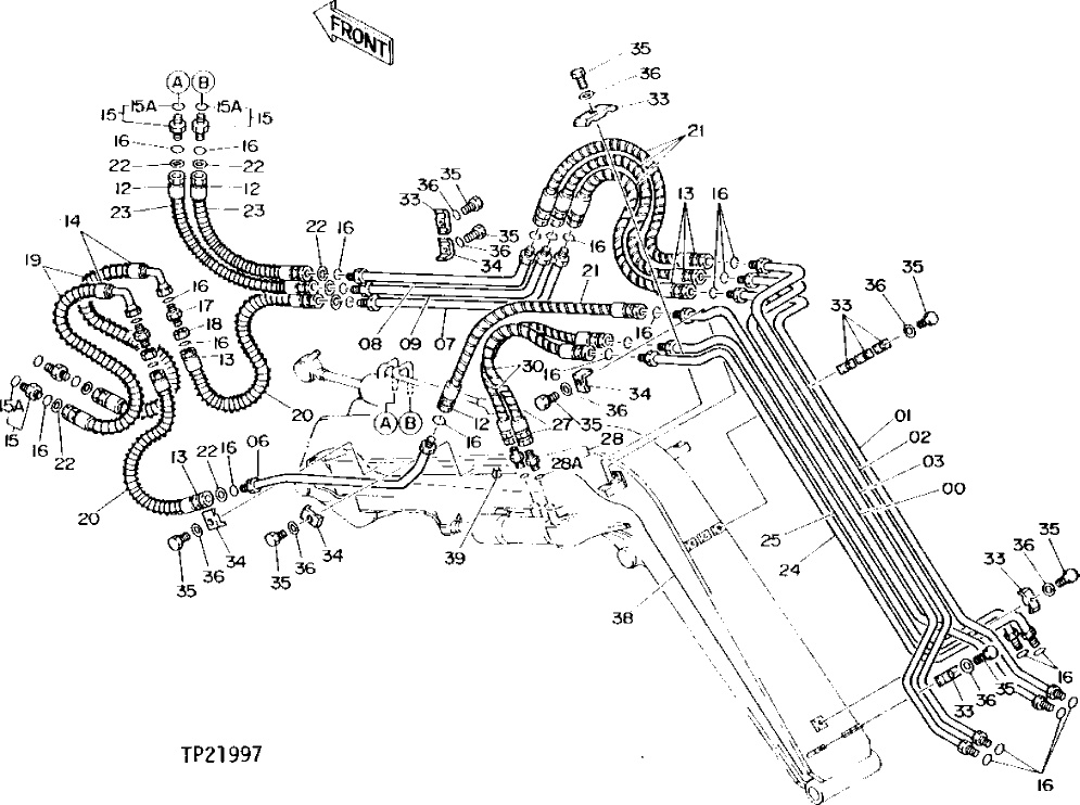 Схема запчастей John Deere 0D - 16 - BOOM PLUMBING 3360 - EXCAVATOR 33