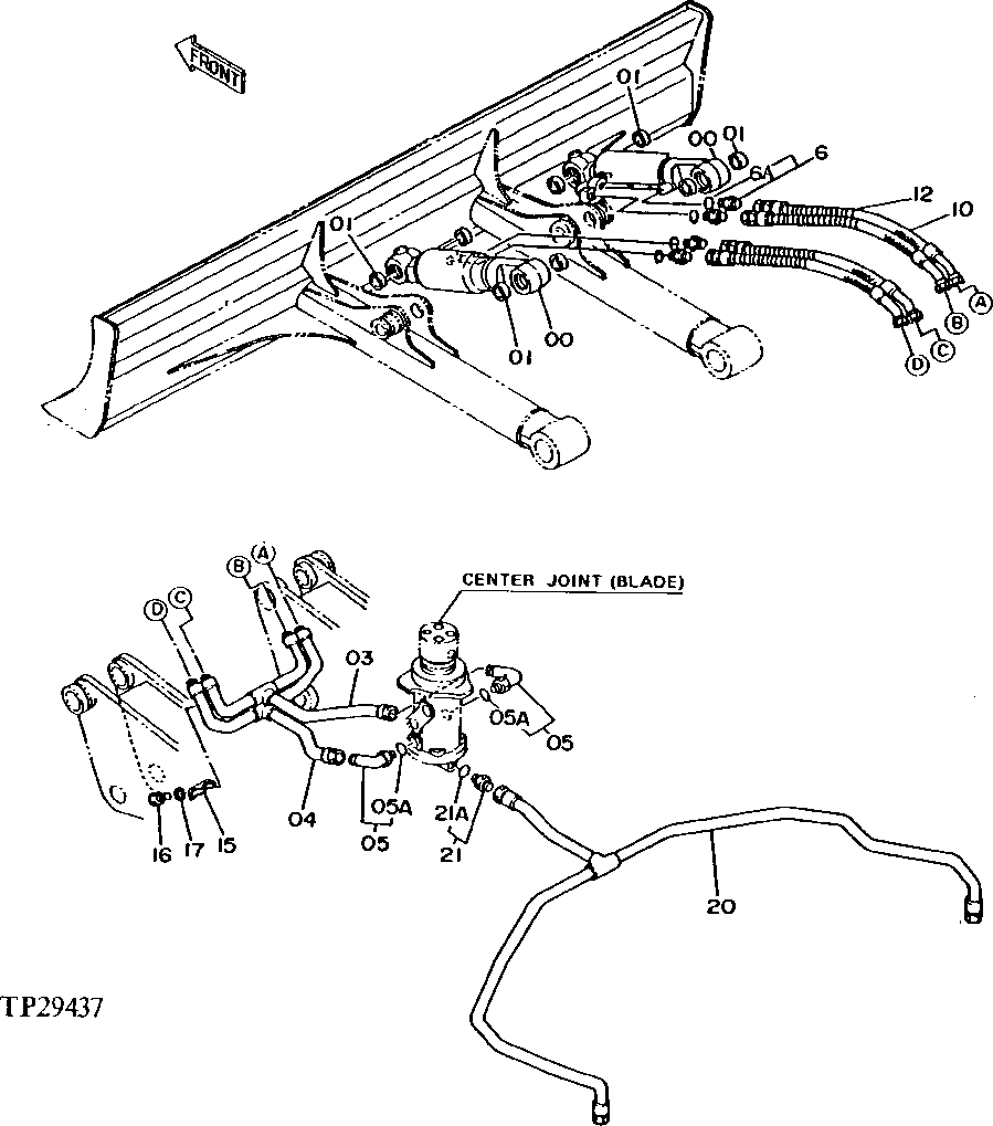 Схема запчастей John Deere 0D - 22 - BLADE PLUMBING 3360 - EXCAVATOR 33