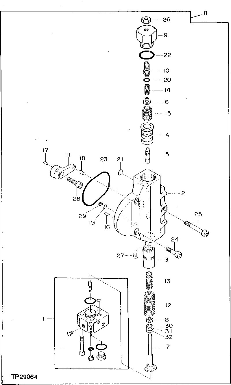 Схема запчастей John Deere 0D - 36 - PISTON PUMP CONTROL PART 3360 - EXCAVATOR 33