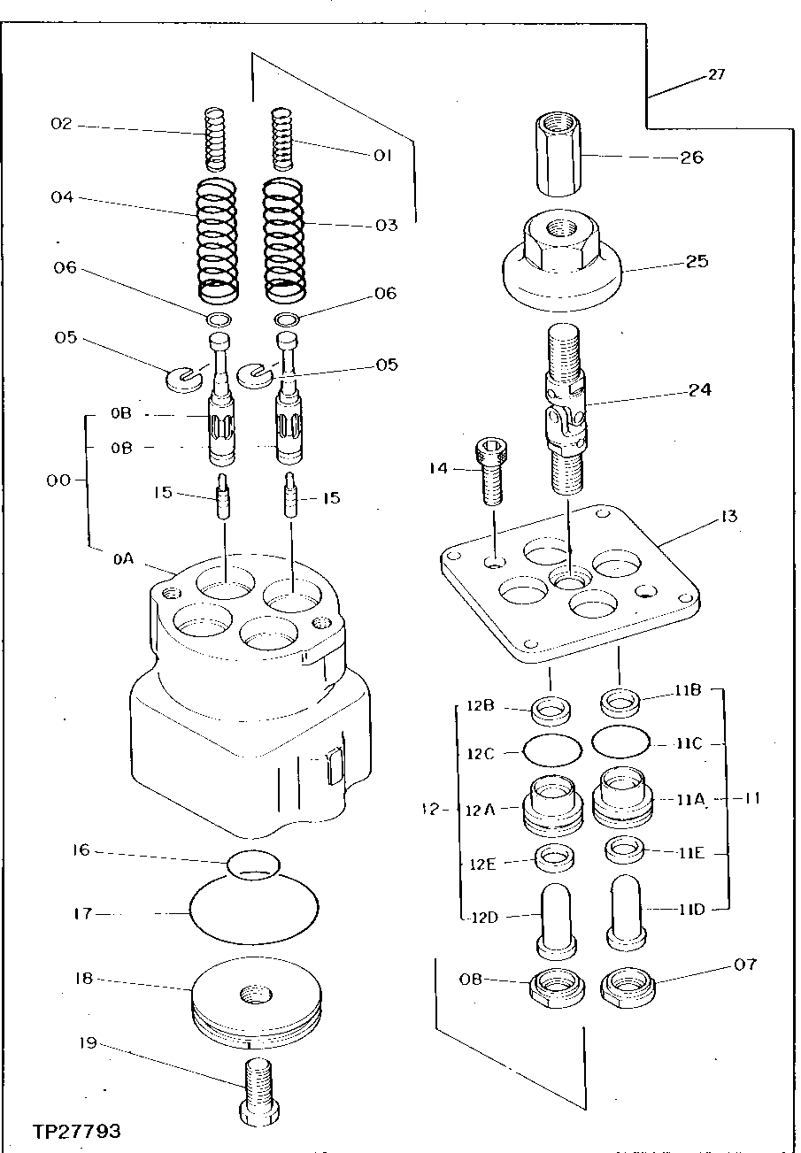 Схема запчастей John Deere 0D - 62 - PILOT VALVE 3360 - EXCAVATOR 33