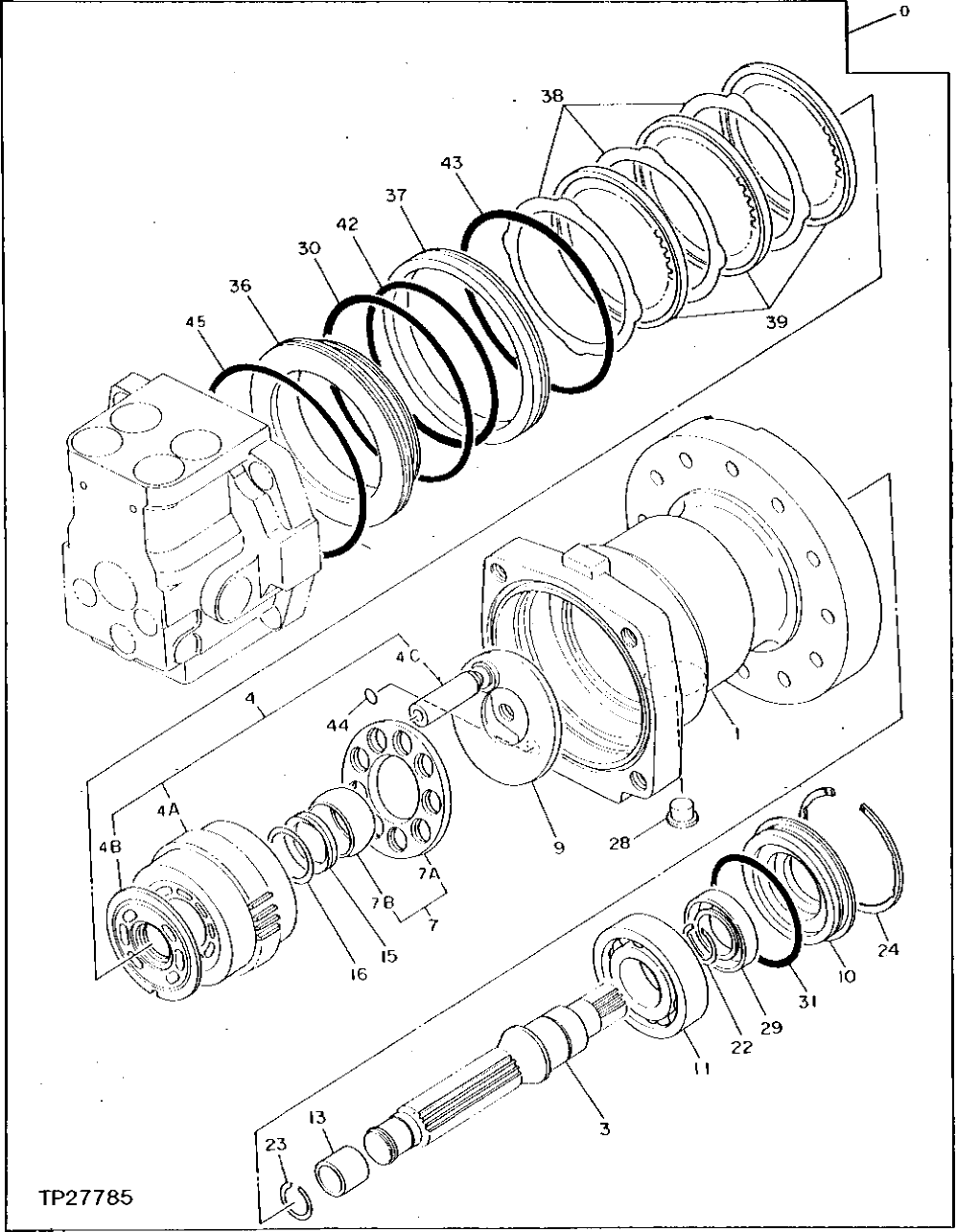 Схема запчастей John Deere 0D - 2 - SWING MOTOR 4360 - SWING, ROTATION OR PIVOTING SYSTEM 43