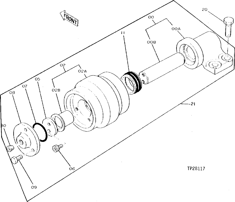 Схема запчастей John Deere 0D - 6 - UPPER ROLLER 130 - WHEELS 1