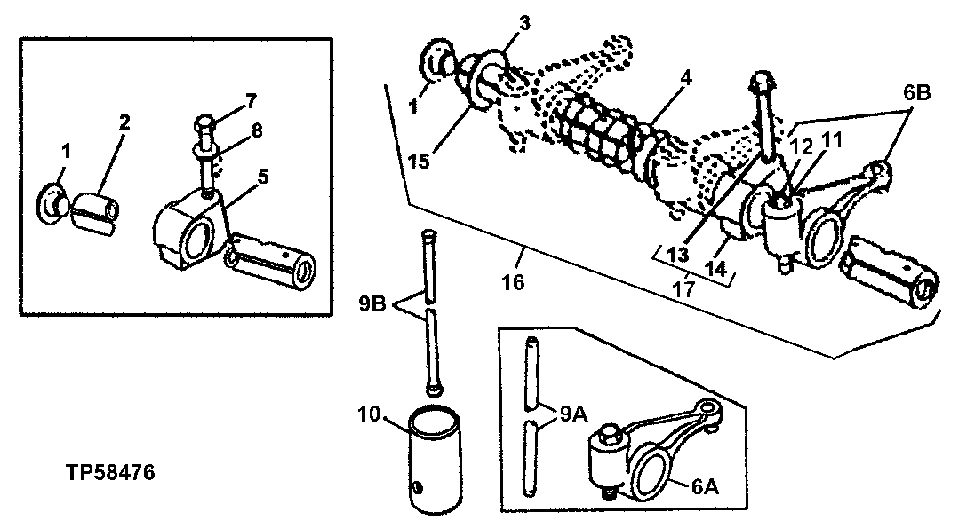 Схема запчастей John Deere 0D - 3 - ROCKER ARM SHAFT, PUSH RODS AND ROCKER ARMS 402 - ENGINE 4