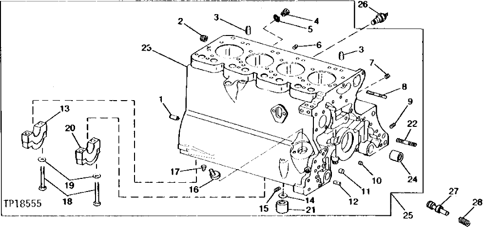 Схема запчастей John Deere 0D - 1 - CYLINDER BLOCK 404 - ENGINE 4