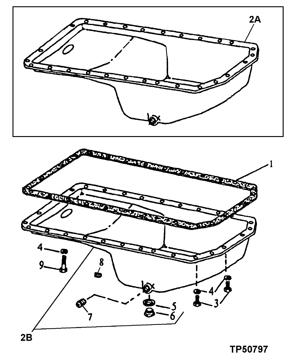 Схема запчастей John Deere 0D - 1A - ENGINE OIL PAN 407 - ENGINE 4