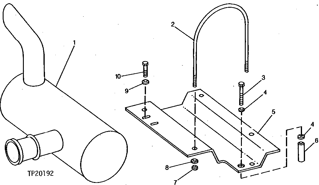 Схема запчастей John Deere 90D - 1 - MUFFLER AND BRACKET 530 - ENGINE AUXILIARY SYSTEMS 5