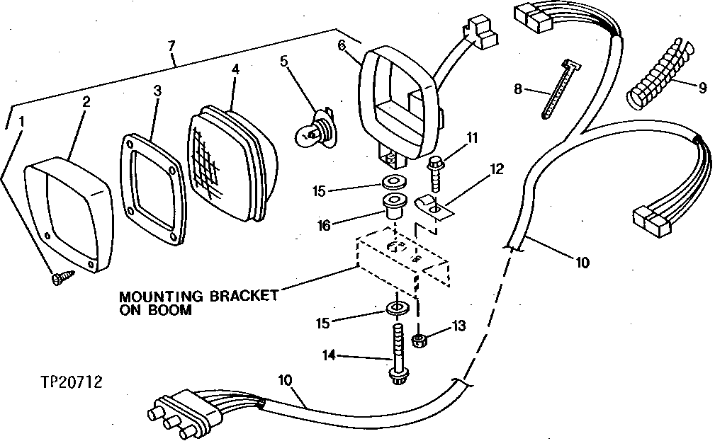 Схема запчастей John Deere 90D - 1 - WORK LIGHT AND WIRING HARNESS 1673 - ELECTRICAL SYSTEMS 16