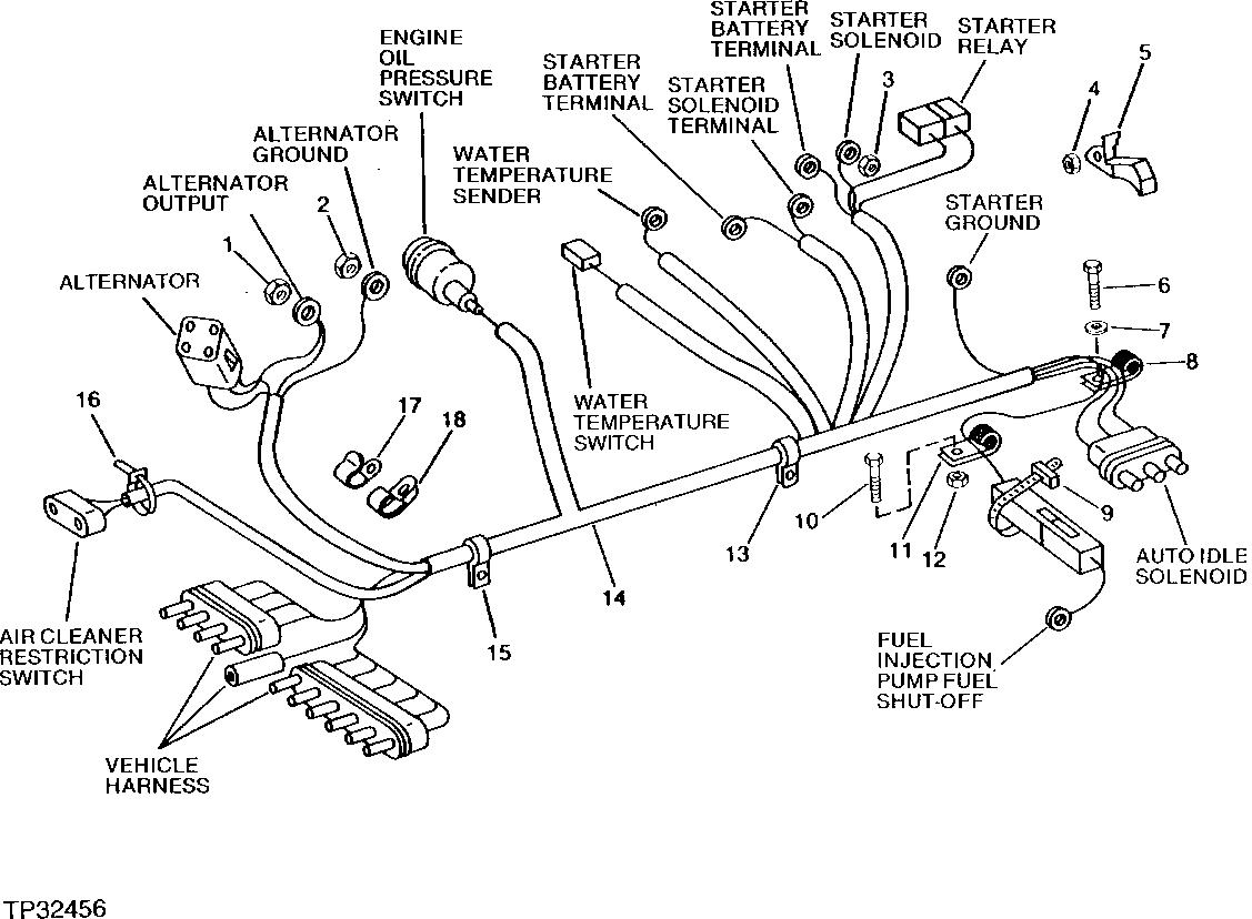 Схема запчастей John Deere 90D - 8 - ENGINE WIRING HARNESS 1674 - ELECTRICAL SYSTEMS 16