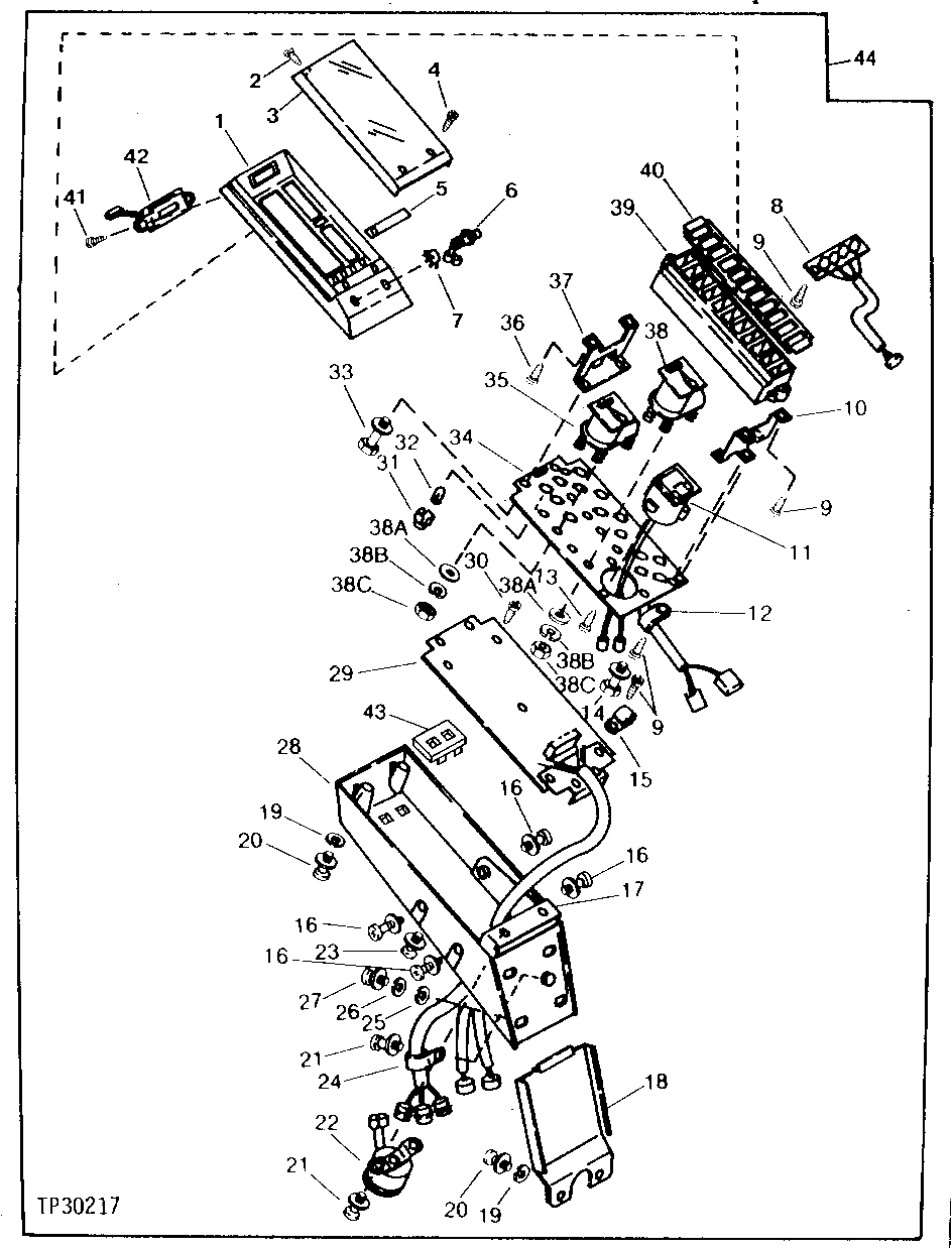 Схема запчастей John Deere 90D - 2 - GAUGE AND SWITCH PANEL 1676 - ELECTRICAL SYSTEMS 16