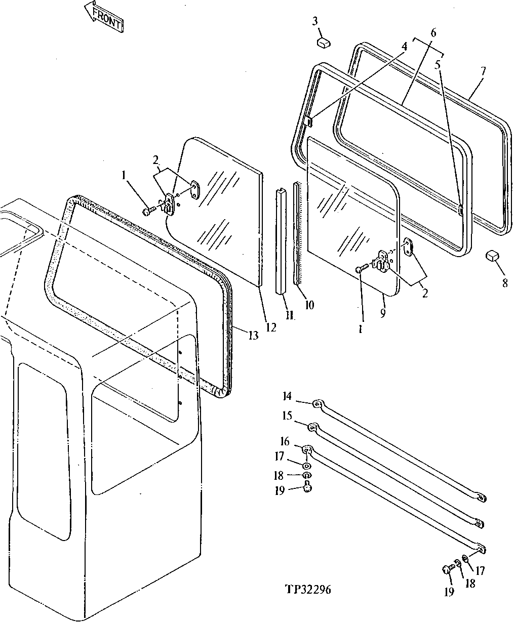 Схема запчастей John Deere 90D - 10 - CAB RIGHT, UPPER WINDOW AND GUARDS 1810 - OPERATORS STATION 18