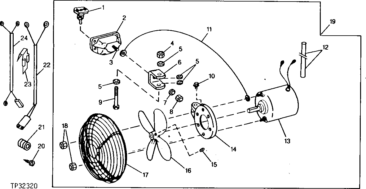 Схема запчастей John Deere 90D - 11 - DEFROSTER FAN 1810 - OPERATORS STATION 18