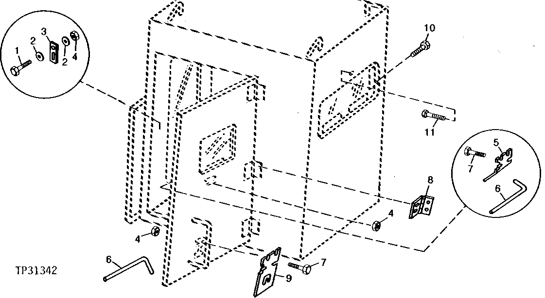 Схема запчастей John Deere 90D - 26 - REMOVABLE CAB PIVOT AND ARMORED CAB HINGES AND LATCHES 1810 - OPERATORS STATION 18