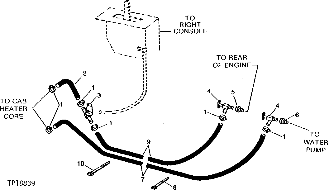 Схема запчастей John Deere 90D - 13 - HEATER VALVES AND HOSES 1830 - OPERATORS STATION 18