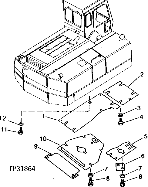 Схема запчастей John Deere 90D - 11 - MAIN FRAME BOTTOM COVERS 1910 - SHEET METAL AND STYLING 19