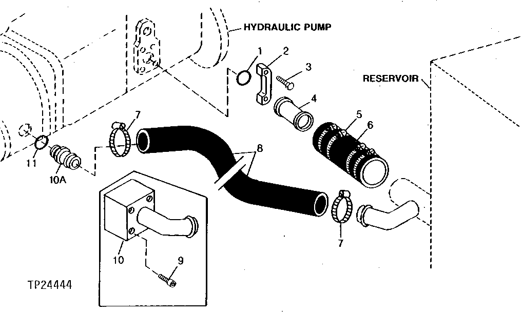 Схема запчастей John Deere 90D - 10 - HYDRAULIC PUMP TO RESERVOIR HOSES 2160 - MAIN HYDRAULIC SYSTEM 21