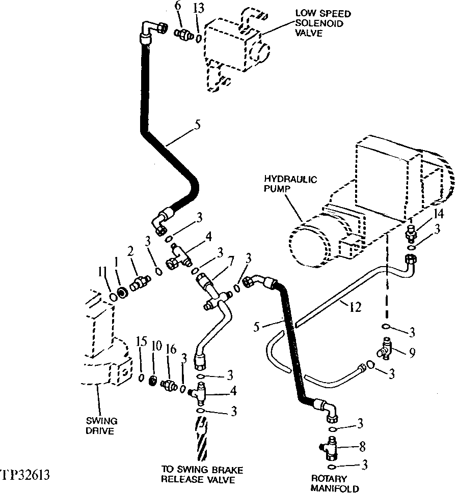 Схема запчастей John Deere 90D - 13A - RETURN LINES AND FITTINGS 2160 - MAIN HYDRAULIC SYSTEM 21