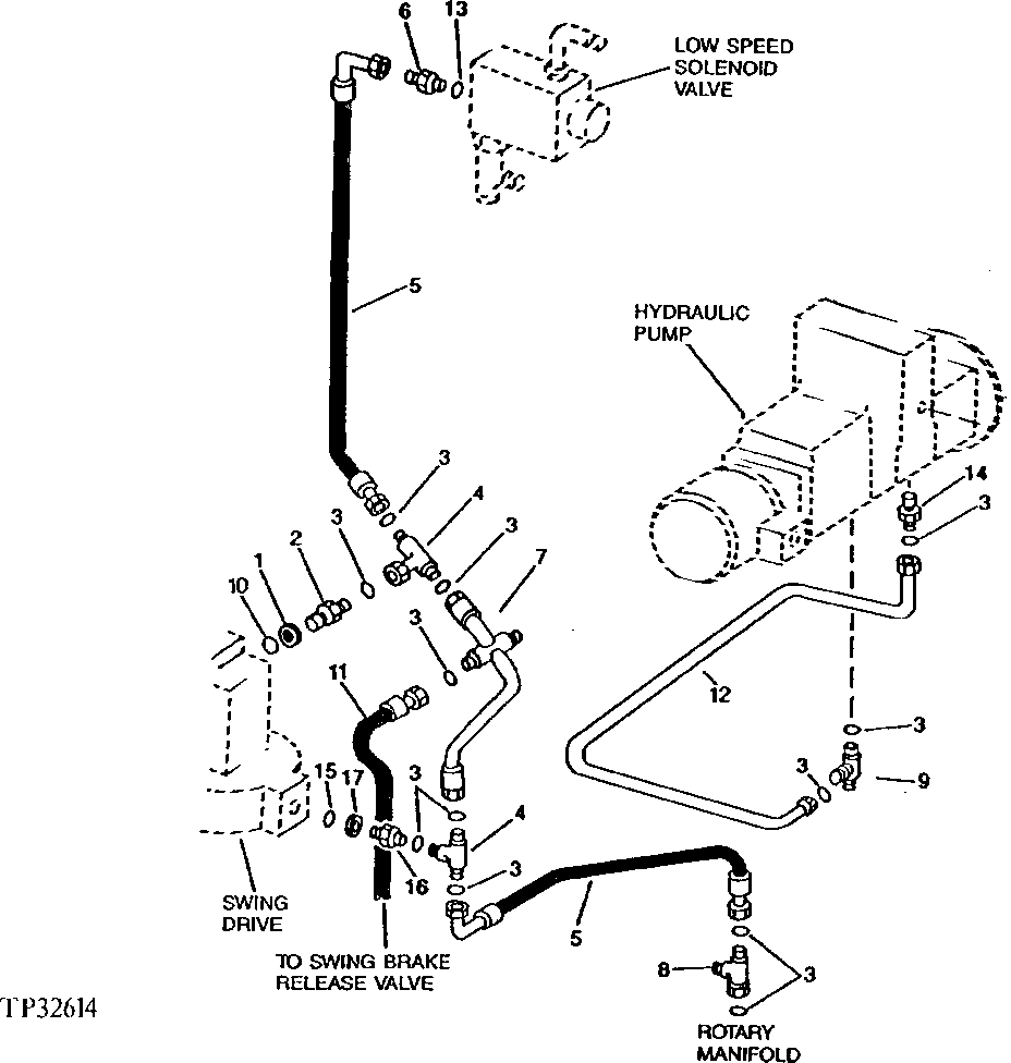 Схема запчастей John Deere 90D - 13C - RETURN LINES AND FITTINGS 2160 - MAIN HYDRAULIC SYSTEM 21