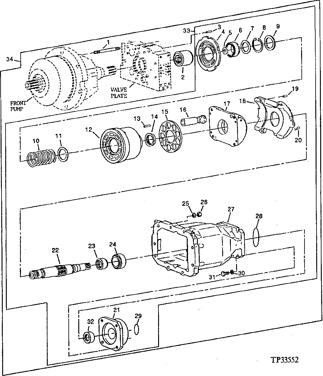 Схема запчастей John Deere 90D - 20 - COMPLETE HYDRAULIC PUMP AND REAR HYDRAULIC PUMP 2160 - MAIN HYDRAULIC SYSTEM 21