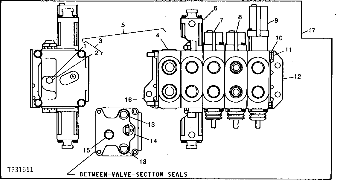 Схема запчастей John Deere 90D - 3 - DOZER CONTROL VALVE AND MOUNTING BRACKETS 3260 - BULLDOZERS 32