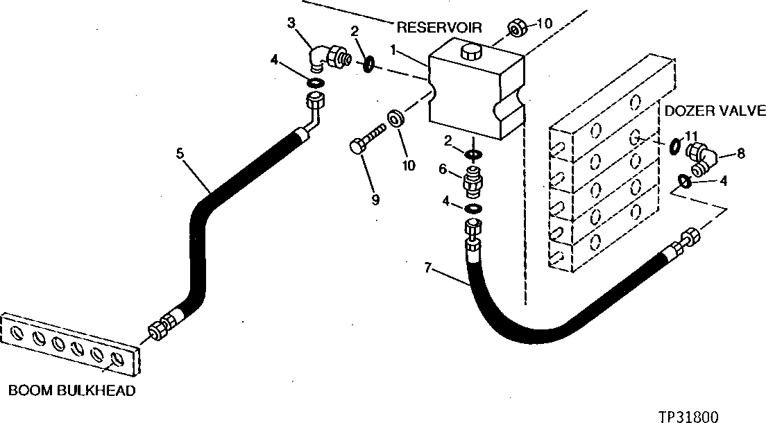 Схема запчастей John Deere 90D - 14 - DOZER VALVE FLOW REGULATOR HOSES 3260 - BULLDOZERS 32