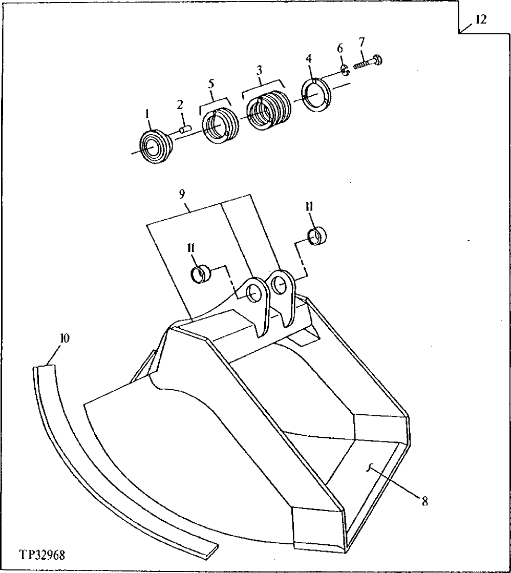 Схема запчастей John Deere 90D - 34 - DITCHING BUCKET 3302 - BACKHOE AND EXCAVATOR 33