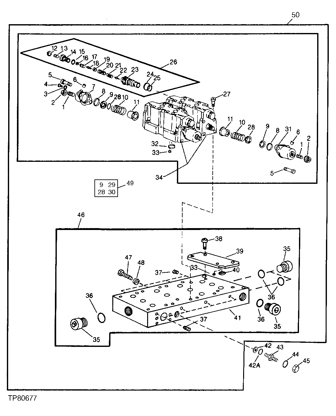 Схема запчастей John Deere 90D - 6 - CYLINDER AUXILIARY VALVE AND MANIFOLD 3360 - BACKHOE AND EXCAVATOR 33