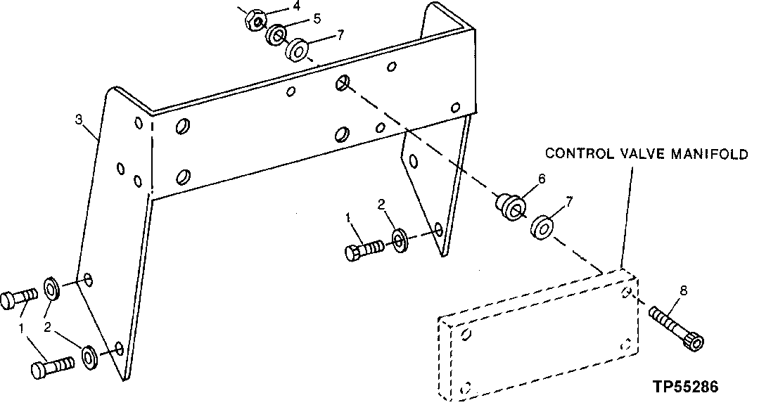 Схема запчастей John Deere 90D - 8 - CONTROL VALVE MOUNTING BRACKET 3360 - BACKHOE AND EXCAVATOR 33