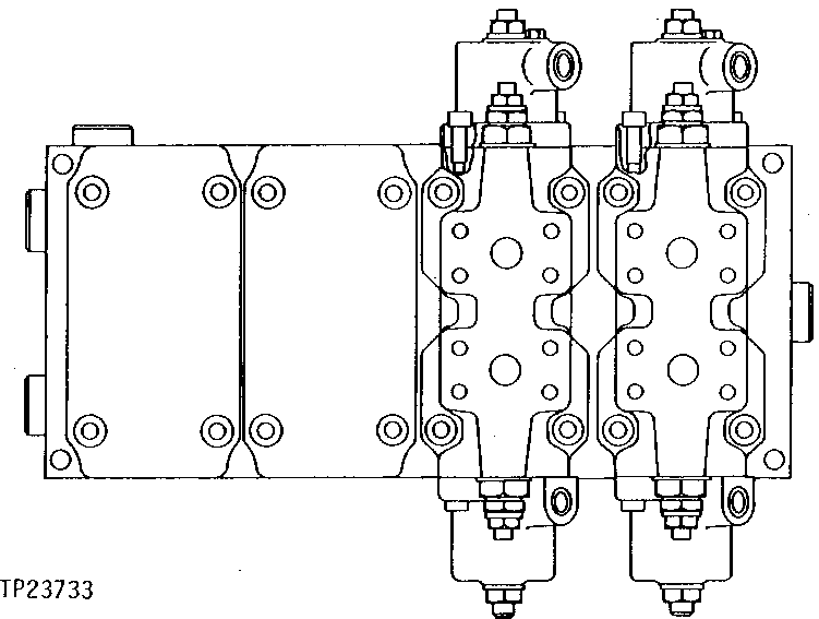 Схема запчастей John Deere 90D - 23 - AUXILIARY CYLINDER SPOOL VALVE CONTROL 3360 - BACKHOE AND EXCAVATOR 33