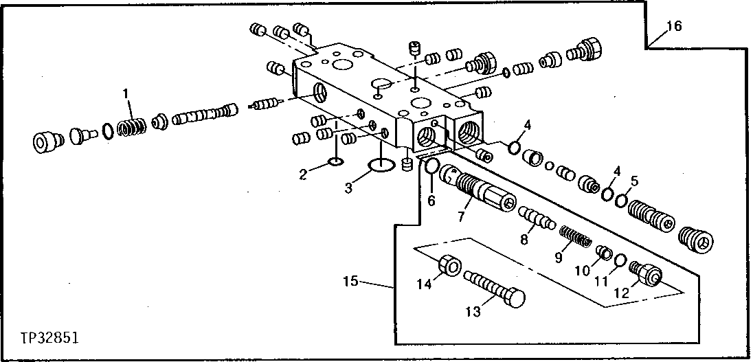 Схема запчастей John Deere 90D - 25A - SWING VALVE SPACER PLATE 3360 - BACKHOE AND EXCAVATOR 33