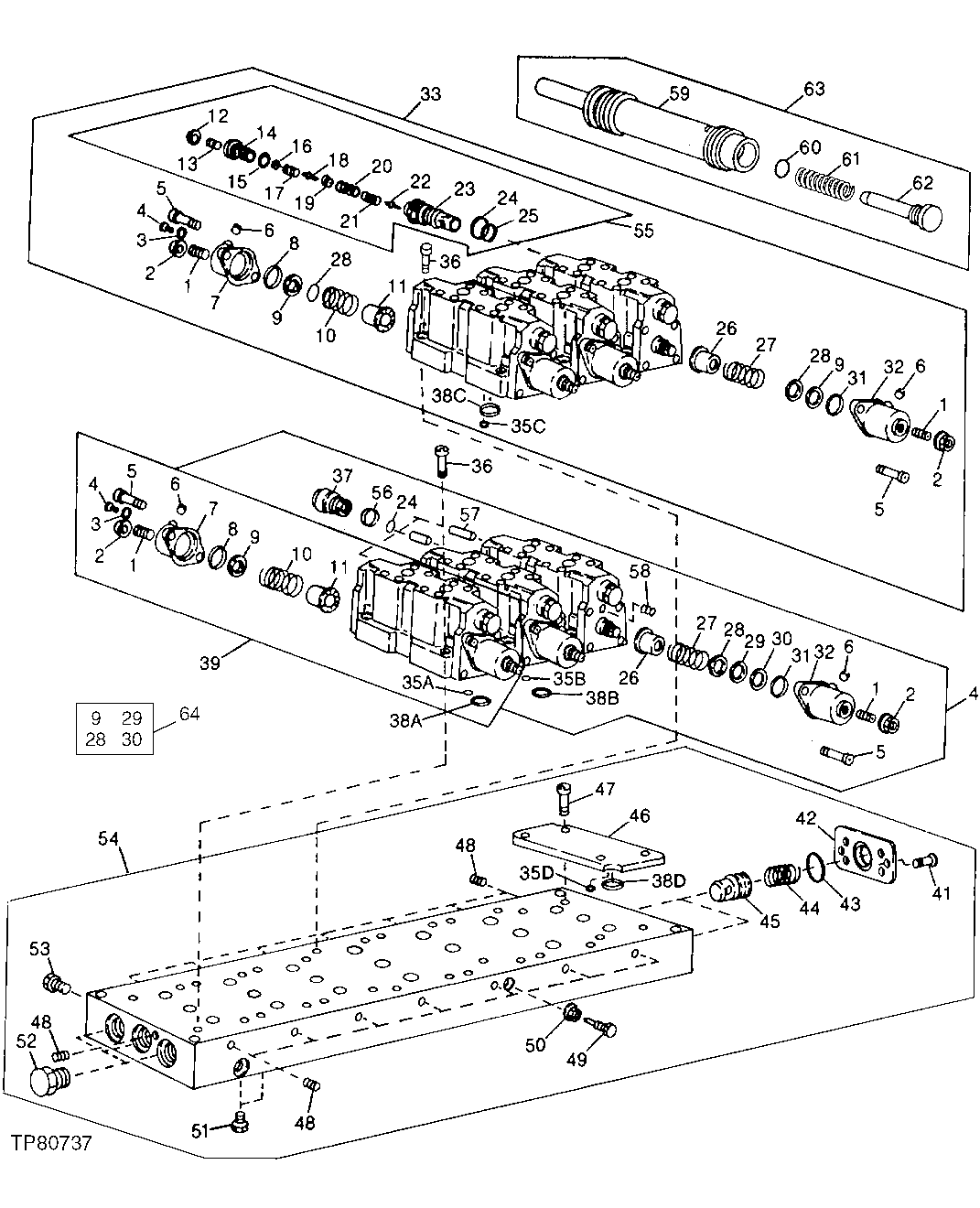 Схема запчастей John Deere 90D - 26 - CONTROL VALVE AND MANIFOLD 3360 - BACKHOE AND EXCAVATOR 33