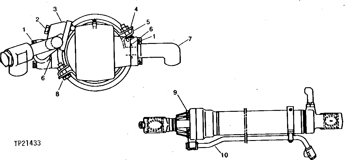 Схема запчастей John Deere 90D - 43 - BUCKET CYLINDER WITH TUBES AND CLAMP 3360 - BACKHOE AND EXCAVATOR 33