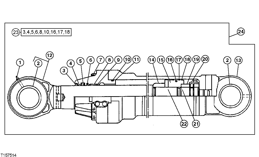 Схема запчастей John Deere 90D - 44 - ARM CYLINDER 3360 - BACKHOE AND EXCAVATOR 33