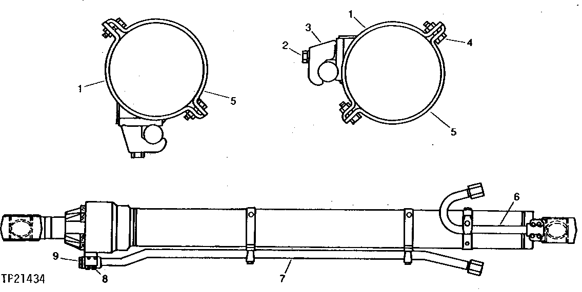 Схема запчастей John Deere 90D - 45 - ARM CYLINDER WITH TUBES AND CLAMPS 3360 - BACKHOE AND EXCAVATOR 33