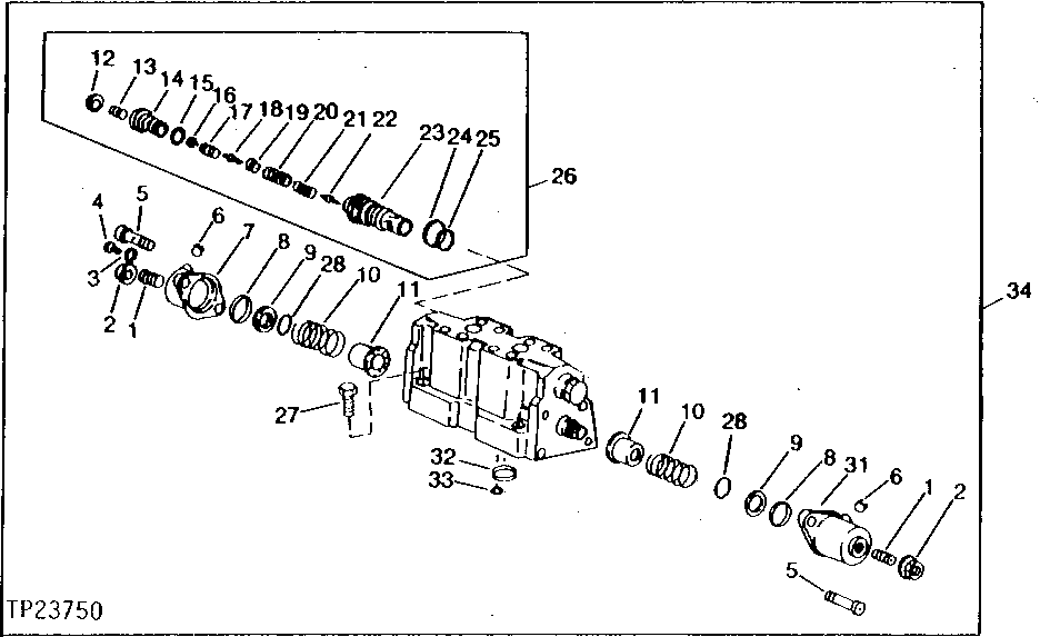 Схема запчастей John Deere 90D - 82 - CYLINDER AUXILIARY VALVE (690D) 3360 - BACKHOE AND EXCAVATOR 33