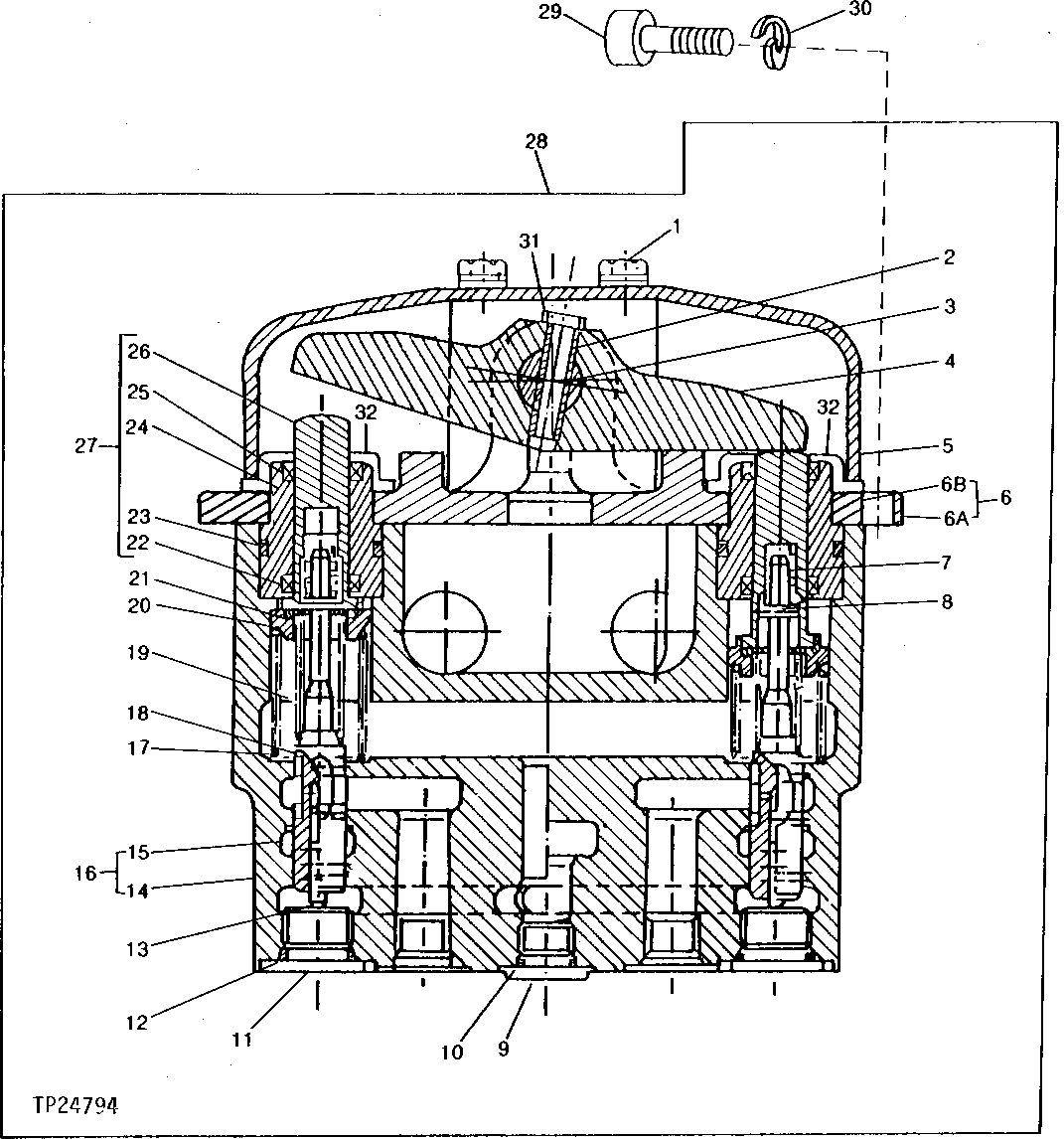 Схема запчастей John Deere 90D - 4 - PILOT CONTROL FOOT VALVE 3360 - BACKHOE AND EXCAVATOR 33