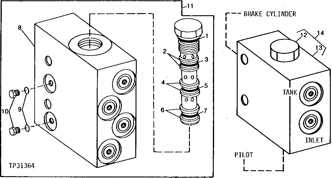 Схема запчастей John Deere 90D - 2 - SWING BRAKE RELEASE VALVE 4311 - SWING, ROTATION OR PIVOTING SYSTEM 43