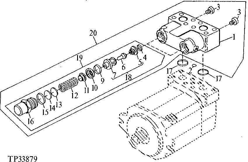 Схема запчастей John Deere 90D - 4 - SWING MOTOR CROSSOVER RELIEF VALVES 4360 - SWING, ROTATION OR PIVOTING SYSTEM 43