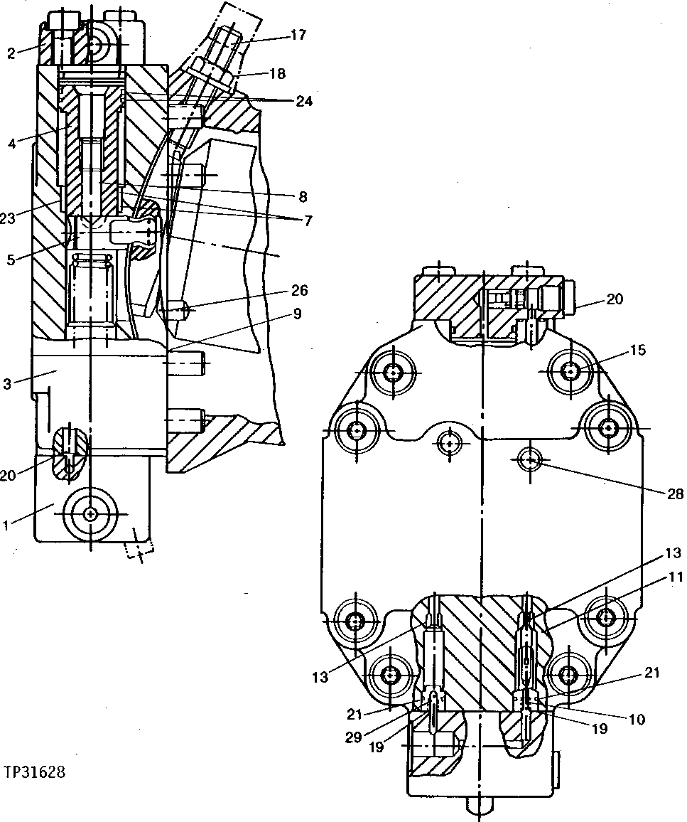 Схема запчастей John Deere 90D - 3G - PROPEL MOTOR - CONTROL PLATE 260 - AXLES AND SUSPENSION SYSTEMS 2