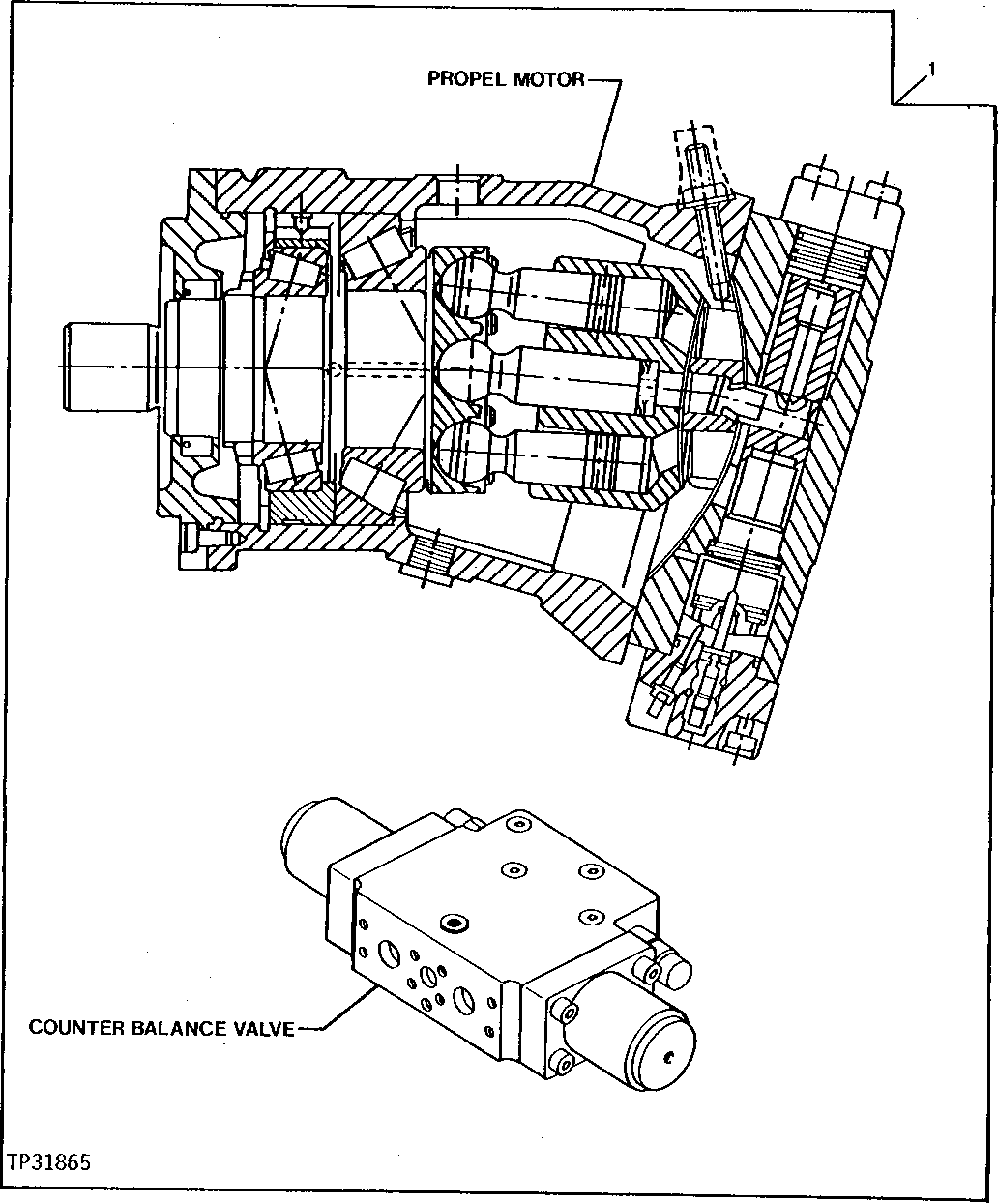 Схема запчастей John Deere 90D - 3M - PROPEL MOTOR AND COUNTERBALANCE VALVE 260 - AXLES AND SUSPENSION SYSTEMS 2