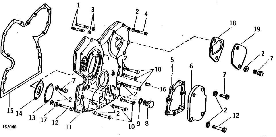 Схема запчастей John Deere 90D - 4 - TIMING GEAR COVER 402 - ENGINE 4