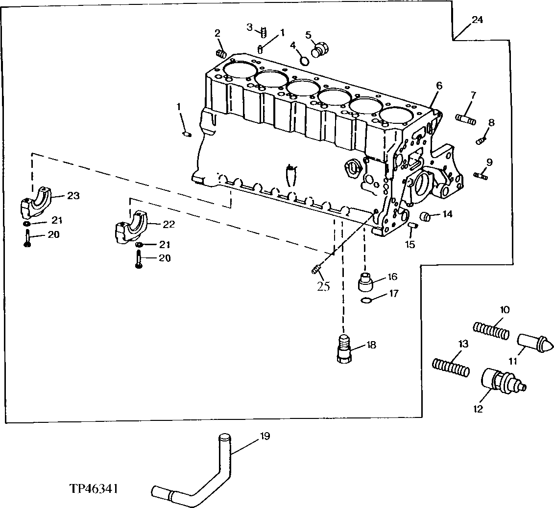 Схема запчастей John Deere 90D - 2 - REPLACEMENT CYLINDER BLOCK AND MAIN BEARING CAP 404 - ENGINE 4