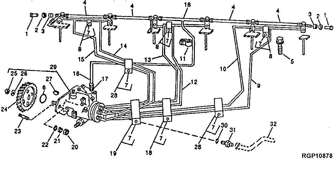 Схема запчастей John Deere 90D - 8 - FUEL INJECTION SYSTEM 413 - ENGINE 4