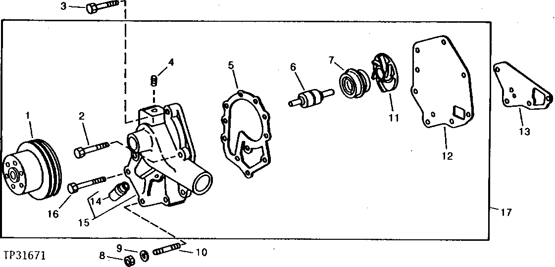 Схема запчастей John Deere 90D - 1 - WATER PUMP 417 - ENGINE 4