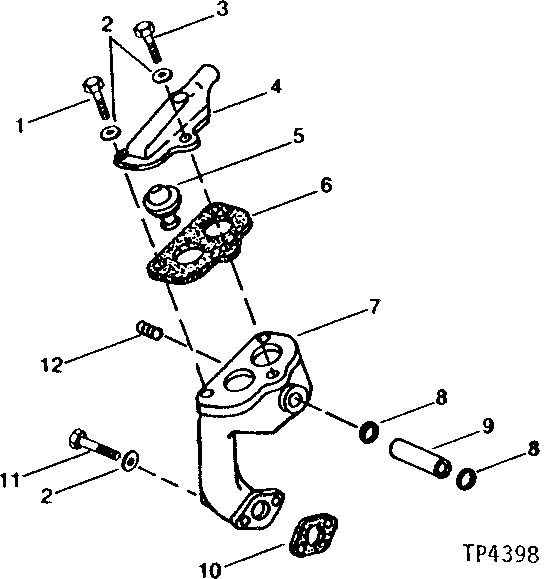 Схема запчастей John Deere 90D - 1 - ENGINE THERMOSTAT AND THERMOSTAT HOUSING 418 - ENGINE 4