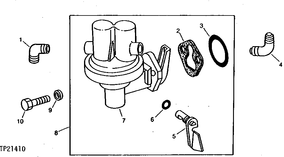 Схема запчастей John Deere 90D - 3 - REPLACEMENT FUEL TRANSFER PUMP 421 - ENGINE 4