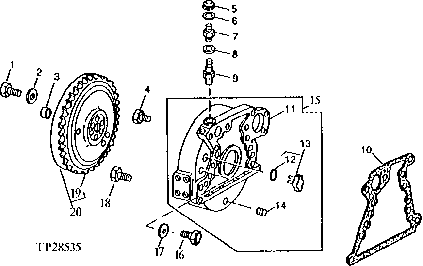 Схема запчастей John Deere 90D - 1 - FLYWHEEL AND FLYWHEEL HOUSING 433 - ENGINE 4